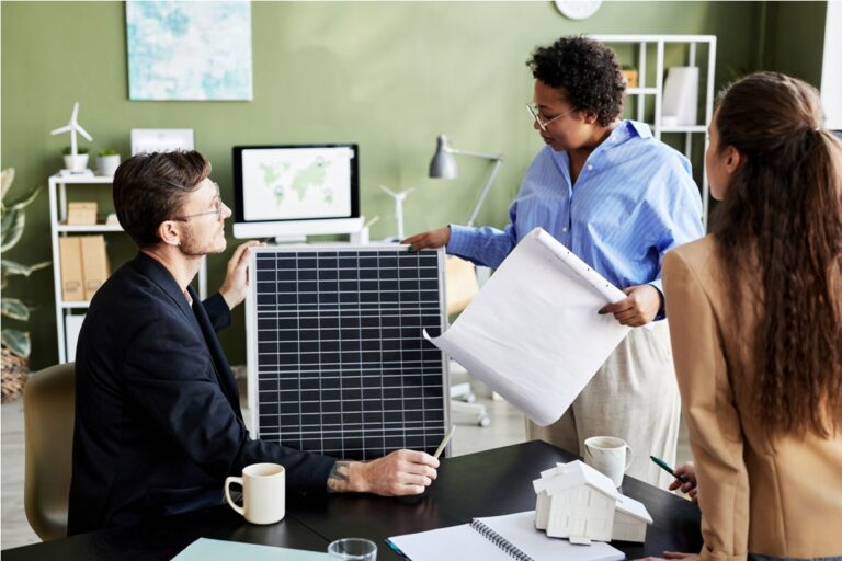 engineers working with solar panel in team 2022 09 15 22 01 01 utc