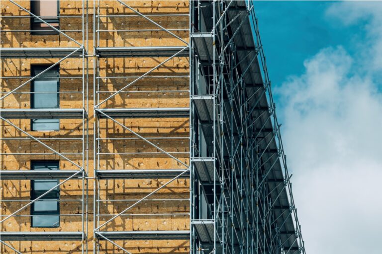 mineral wool insulation of high rise apartment building in residential district