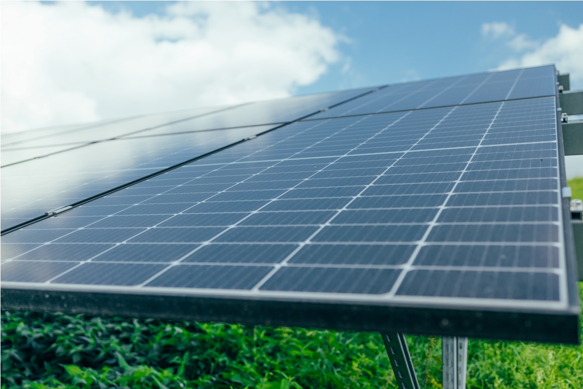 photographing the details of a solar photovoltaic panel