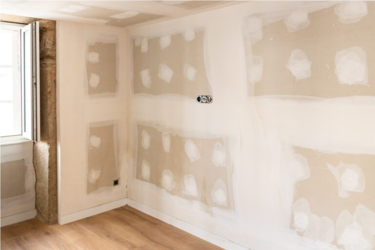 renovation of an old house with plaster board. unfinished drywall
