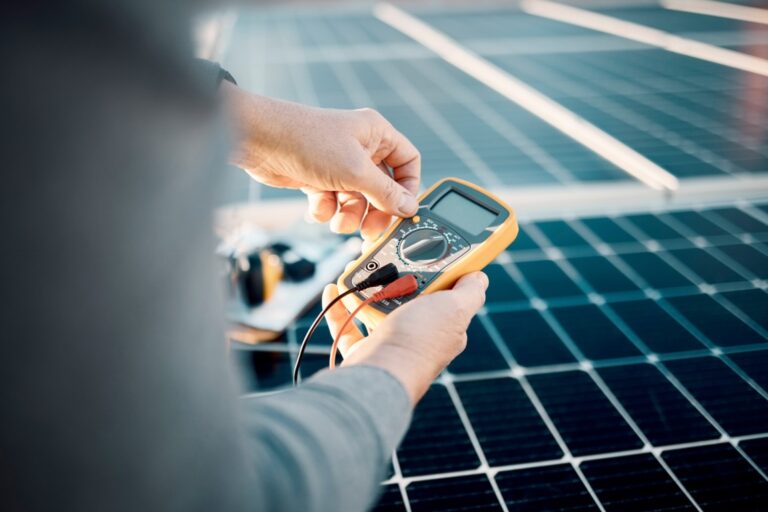 solar panels multimeter and engineering hands for 2023 02 24 22 12 37 utc
