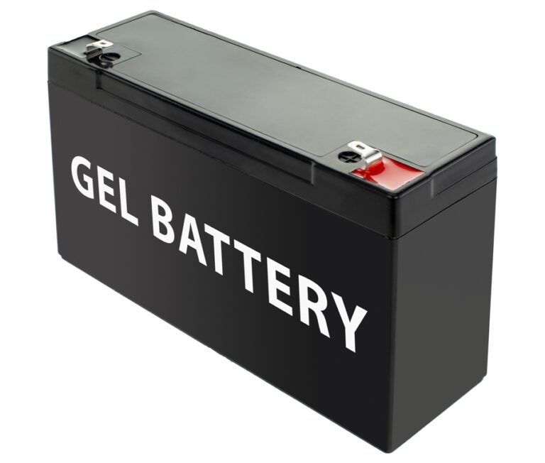 black, gel 6v battery isolated on white background.