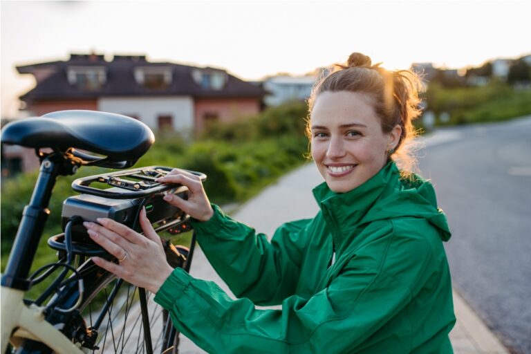 young woman with electro bicycle concept of commu 2023 05 16 23 28 34 utc