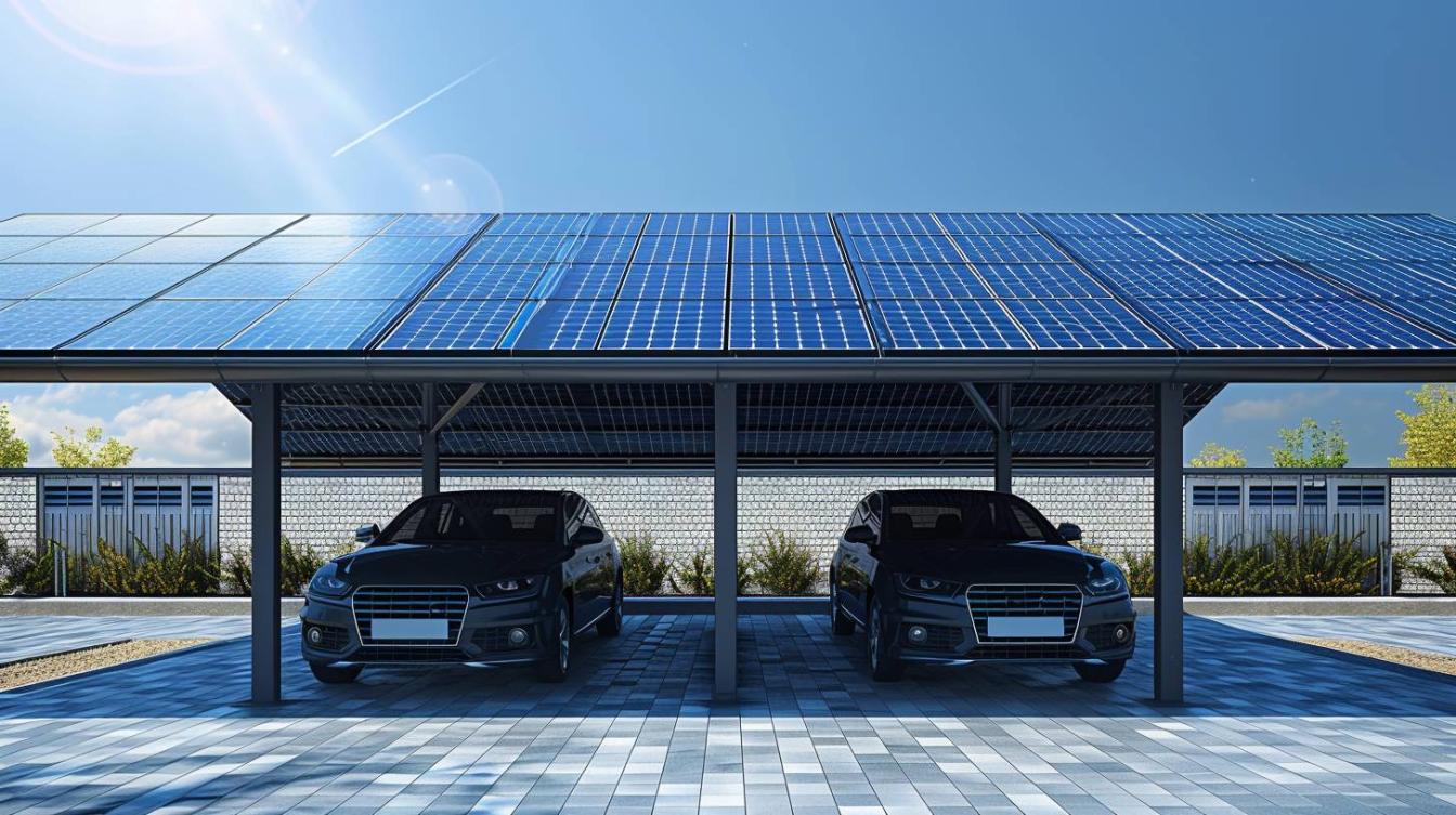 Économisez avec un carport solaire pour deux voitures