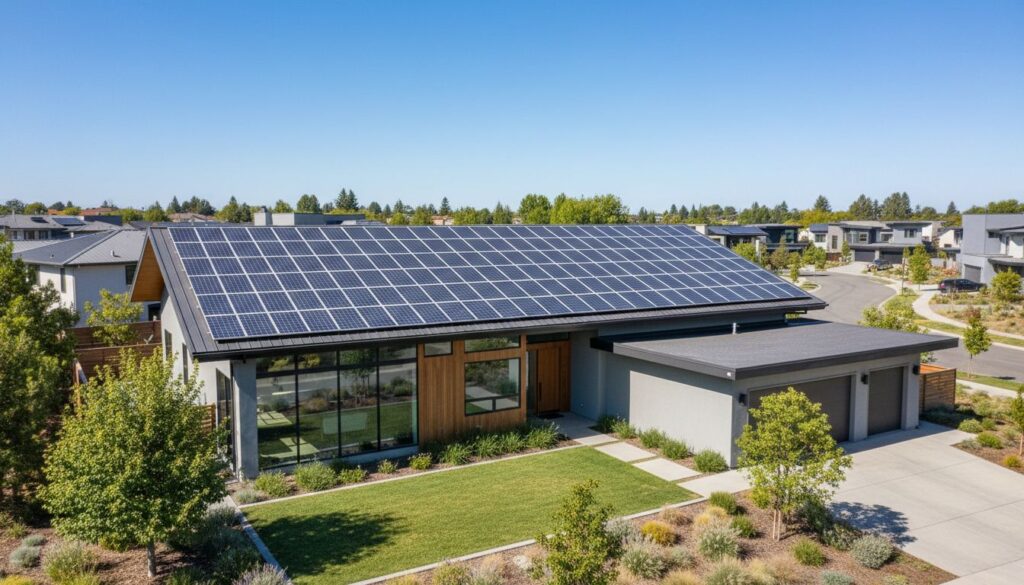 maison suburbaine panneaux solaires