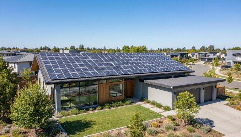 maison suburbaine panneaux solaires